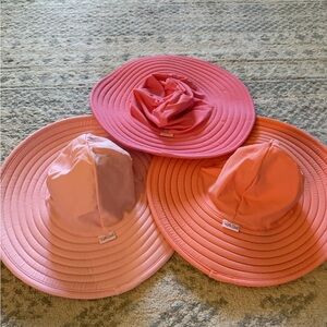 Ruffle Butts Pink and Orange Sun Hat Trio